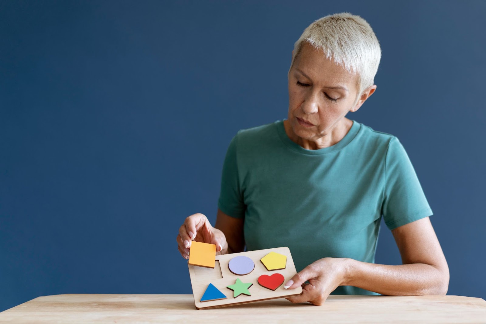 Mature woman having an occupational therapy session